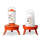 Eggluuz Chick Feeder and Waterer Kit, Top Fill 1.5kg Chick Feeder and 1.5L Chick Waterer with 3 Adjustable Heights