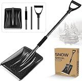 Snow Shovel for Car & Driveway, Upgraded 42.5" Lightweight Aluminum Alloy Shovel, Portable Foldable Snow Shovel for Emergency, Garden, Snow Removal, Heavy Duty Ice Shovel with Ergonomic Handle (Black)