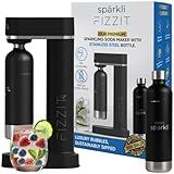 Fizzit Sparkli Carbonated Soda Maker with 1L Stainless Steel Bottle | Customizable Carbonation | Soda Streaming Fizzy Water Machine | Luxury Bubbles, Dishwasher Safe & Eco-Friendly Reusable Bottle