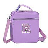 KAHEAUM Insulated Lunch Box Kids Youth Adult Lunch Bag Container Bag for Women Girl School Work Travel Food Picnic Cooler,Cute Lunch Tote Bag with Shoulder Strap Handheld Water Bottle Holder Purple R