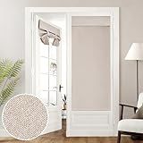 HOMEIDEAS 100% Linen Blackout French Door Curtains, Modern Farmhouse Privacy Door Window Curtains, 26 X 68 Inch Room Darkening Blinds, Shades for Bedroom Decor, 1 Panel, Natural