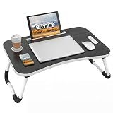 BUYIFY 23" Foldable Lap Desk for Laptop Writing w/Cup Holder Black