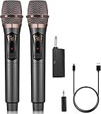 ALPOWL Wireless Microphones, Metal Dynamic Microphone System with Rechargeable Receiver, 50H Duration, 200ft Range, Microphone for Karaoke Singing, Wedding, DJ, Party, Speech, Church