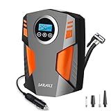 SAKAKI Air Compressor Tire Inflator Portable 12V DC Digital Electric Car Air Pump 150 PSI, Preset Tire Pressure Auto Shutoff for Sedan SUV Tyres, Bicycles, Other Inflatables Orange