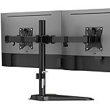 Mount-It! Dual Monitor Stand for Desk, Free Standing Monitor Mount for 2 Screens up to 32”, Height Adjustable with Tilt, Swivel & Rotation, VESA 75x75 & 100x100