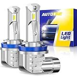 AUTOONE H11 LED Bulbs, H8/H9/H16 LED Lights Plug and Play 6000K White Fanless Mini Sized Car Lights Bulb Replacement, Pack of 2