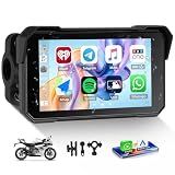 GPS CarPlay 5" IPS Motorcycle CarPlay Screen for Motorcycle with A-pple Wireless CarPlay & Android Auto, IP68 Waterproof, Supports Bluetooth,Navigation,S-IRI/G-oogle Assistant,Vioce Control, Bracket