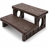 XtremepowerUS Universal Multi Purpose 2-Step Spa Hot Tub Pool Outdoor Indoor Camper RV Deck Steps Sided Step for Porch, Patio, Deck, Bathtub, Swimming Pool Mocha