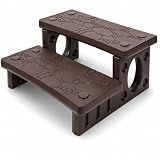 XtremepowerUS Universal Multi Purpose 2-Step Spa Hot Tub Pool Outdoor Indoor Camper RV Deck Steps Sided Step for Porch, Patio, Deck, Bathtub, Swimming Pool Mocha