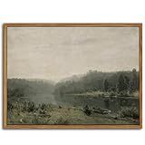 Floating Framed Canvas Wall Art, Vintage Wild Field Oil Painting Pictures Prints, Modern Farmhouse Natural landscape Wall Decor for Living Room Bedroom Dining Room Office Decor 8x10 inch