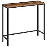 HOOBRO Narrow Console Table, 29.5" Small Entryway Table, Thin Sofa Side Display Table, for Hallway, Bedroom, Living Room, Foyer, Rustic Brown and Black BF75XG01