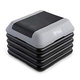 Circuit Fitness by Marcy 16 x 16 inches Adjustable Height Aerobic Step Platform with 4 Risers, Non-Slip Rubber Surface, Home Exercise Fitness Training, Cool Gray, STEP-GRAY01-4R