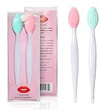 Lip Scrub Brush,Lip Scrubber Exfoliator,Double-Sided Silicone Lip Exfoliating Tool,Gentle Lip Exfoliator Scrubber Brush for Smooth,Soft,Bright,and Healthy Lips(2 PCS)