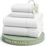 LANE LINEN King Sheets 100% Organic Cotton 4pc Percale Cooling Soft - White