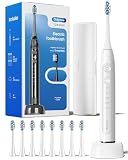 Onlyone Electric Toothbrush for Adults, Rechargeable Electric Toothbrush with 8 Brush Heads, Travel Case, Charging Base & Wireless Charging - 5 Modes with Smart Timer, White