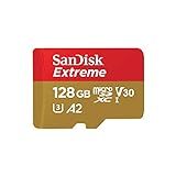 SanDisk 128GB Extreme microSDXC UHS-I Memory Card with Adapter - Up to 190MB/s, C10, U3, V30, 4K, 5K, A2, Micro SD Card - SDSQXAA-128G-GN6MA