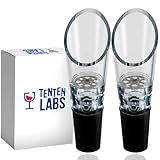 TenTen Labs Premium Wine Aerator Pourer Spout (2-Pack) – Rich Bubbles for Improved Flavor & Aroma – Wine Accessories for Wine Lovers with No-Drip Design – Perfect Gifts for Women and Men – Black
