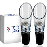TenTen Labs Wine Aerator and Pourer (2 pack) - Red Wine Decanter for Wine Bottles - Enhances Flavor and Smell Immediately - Gift Box Included - Black
