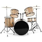 Ktaxon 22 Inch Drum Set Adult, 5-Piece Full Size Poplar Drumset, Champagne