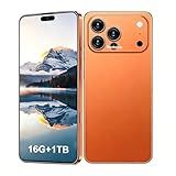 KFYKFY 17PM Unlocked Phone, 16+1TB Cell Phone, 6.99" HD Display 5G Smartphone, Long Battery Life 7000mAh, 68+108MP Zoom Camera, Android 15.0/Fingerprint Lock/Face ID/Dual SIM(Orange)