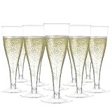 Prestee 100 Pack Clear Plastic Champagne Flutes - 4.5 oz Durable Disposable Champagne Glasses for Parties, Weddings, Toasting and Large Celebrations - Elegant Wine Glasses Stemware for Easy Cleanup