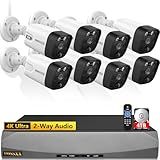 OOSSXX (4K/8.0 Megapixel & 130° Ultra Wide-Angle) 2-Way Audio PoE Outdoor Home Security Camera System Wired Outdoor Video Surveillance IP Cameras System