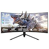 Raywego 34 Inch Ultrawide Curved Monitor Gaming,21:9 WQHD 3440x1440p 165Hz Monitor with RGB Backlight,PIP/PBP,127% sRGB,FreeSync,HDMI 2.0 x2 & DP1.4 x 2 VESA (DP Cable Included)