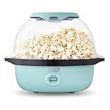 DASH SmartStore™ Deluxe Stirring Popcorn Maker, Hot Oil Electric Popcorn Machine with Large Lid for Serving Bowl and Convenient Storage, 24 Cups – Aqua