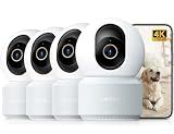 Anona 4K UHD Indoor Camera, Pet/Dog/Baby Security Camera with Phone App, 360°Pan-Tilt, 2.4G/5G Dual-Band Wi-Fi 6, Auto-Tracking, Person/Pet/Baby Crying Detection, Privacy Mode, Two-Way Audio, 4 Pack