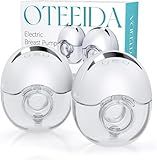 Hands Free Breast Pump Wearable MY-375 - Strong Suction, Low Noise, Wearable Breastfeeding Pump with 4 Mode &12 Levels, Portable Electric Breast Pump 24mm - 19/21/Insert/Flange, 2 Pack (White)