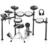 Donner DED-200 Electric Drum Sets with Quiet Mesh Drum Pads, 2 Cymbals w/Choke, 31 Kits and 450+ Sounds, Throne, Headphones, Sticks, USB MIDI, Melodics Lessons (5 Pads, 3 Cymbals)