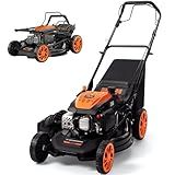 Ezasin 21" Self-Propelled Gas Lawn Mower, 170cc 4-Stroke Engine, 7-Position Cutting Height, 3-in-1 Versatile Mulching Bagging Discharging, 1.9 Bushels Large Grass Collector