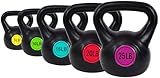 Sporzon! Wide Grip Kettle Bell Strength Training Full Body Exercise Fitness Home Gym Workout Equipment Weight Set, 5, 10, 15, 20, 25 Pound, Black