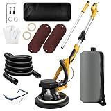 1390W Drywall Sander with Vacuum, 11.5A Electric Drywall Sander with 900-2800RPM 5 Variable Speed, Popcorn Ceiling Removal Tool with Extendable Handle, LED Light, 18x Sanding Discs