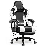 Gaming Chair Gamer Game - Ergonomic Gaming Chair with Footstool, Headrest, and Lumbar Support Height Adjustable Leather Game Chair’s 150 KG Load Bearing Capacity Black
