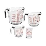 Anchor Hocking Glass Measuring Cups, 4 Piece Set (5 Ounce, 1 Cup, 2 Cup, 4 Cup liquid measuring cups)