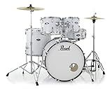 Roadshow Drum Set 5-Piece Complete Kit with Cymbals and Stands Pure White