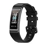 INF Watch Band for Huawei Band 3/3 Pro/4 Pro, Soft TPU Wrist Strap for Women/Men, Adjustable Breathable Sport Replacement Band with Metal Clasp(Black)