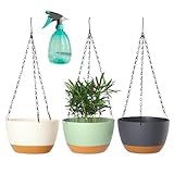 3 Pack Plastic Hanging Planters Set ,8.3 Inch Hanging Flower Plant Pot with Drainage Hole for Indoor Outdoor Plants, Round Hanging Basket with Removable tray for Home Garden Porch Balcony Patio Decor