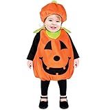 Kangaroo Toddler Halloween Costume, Unisex One-Piece Orange & Black Theme Pumpkin Outfit for Infants