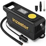 Inzeetor 150 PSI Tire Inflator Portable Air Compressor, 12V DC Auto Shutoff Air Pump with Digital Pressure Gauge and Emergency LED Light for Car Tires, Bicycle & Balloons, Black
