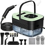 Steam Cleaner, Portable Steamer for Cleaning with 16pcs Accessories, 6-Level Adjustable, 15s Heat-Up, Handheld Steam Cleaner for Home for Tile, Grease, Dirt, Grout, Car Detailing, Green