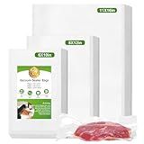Vacuum Sealer Bags for Food, 150pcs Precut Food Saver Seal Bags 50 Gallon 11"x16", 50 Quart 8"x12", 50 Pint 6"x10", BPA Free Commercial Grade, Puncture Resistant for Meal Prep, Sous Vide, Freezer
