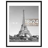 upsimples 18x24 Picture Frame, Display Pictures 16x20 with Mat or 18 x 24 Without, Wall Hanging Poster Frames, Black, 1 Pack