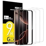 NEW'C 3 Pack Designed for iPhone 16 Pro, iPhone 17, 17 Pro Screen Protector (6.3 inches), Enhanced Tempered Glass Protection with easy installation tool included, Case Friendly