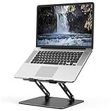 Gogoonike Adjustable Laptop Stand for Desk, Metal Foldable Laptop Riser Holder, Portable Desktop Book Stands, Ventilated Cooling Computer Notebook Stand Compatible with 10-15.6” Laptops