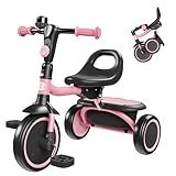 besrey Toddler Tricycle with Bell, Kids Tricycle Age 18 Months to 5 Years, Kids Trike, Toddler Bike for 2-4 Year Olds, Baby Bike, Gifts & Toys for Boys & Girls, Pink