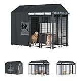 LYBOSH Outdoor Dog Kennel Cover Full Coverage for 8'Dx4'Wx6'H Cages,600d Heavy Duty Waterproof Large Kennel Covers,(Cover Only) Black