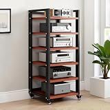 6 Tier AV Media Stand, 47in Audio Rack Tower Stereo Components Cabinet