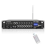 Sound Town 180W 6-Zone 70V/100V Commercial Power Amplifier with Bluetooth, Aluminum, for Restaurants, Lounges, Bars, Pubs, Schools and Warehouses (PAC180-6)